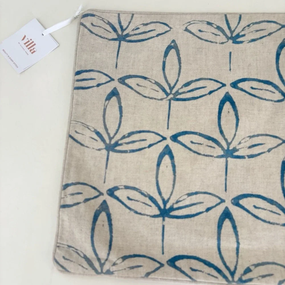 Villa Classic Home Kenzie Pillow Cover 14 x 26‎ Parisian Blue Pottery Barn Beige